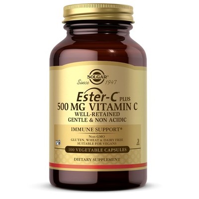 Solgar EsterC Plus 500 mg Vitamin C Ascorbate Complex, 100 Vegetable Capsules...