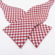 Izod Bow Tie Red Black Checked 2.5" Wide Self Tie Polyester