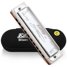 Harmonica Key of 10 Holes 20 Tones 008K Blues Diatonic Mouth Organ with Silve...