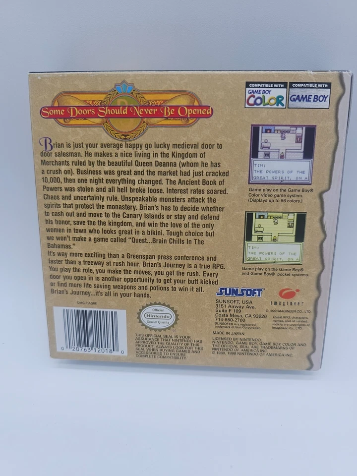 Quest RPG: Brian's Journey (Nintendo Game Boy Color, 2000) Authentic CIB Clean! - Image 2 of 4