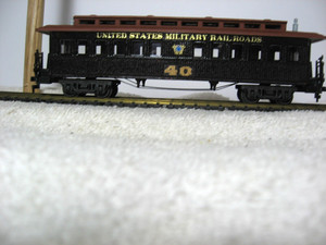 HO scale old time Civil War USMRR "Lincoln" hybrid coach with square monitor. 40