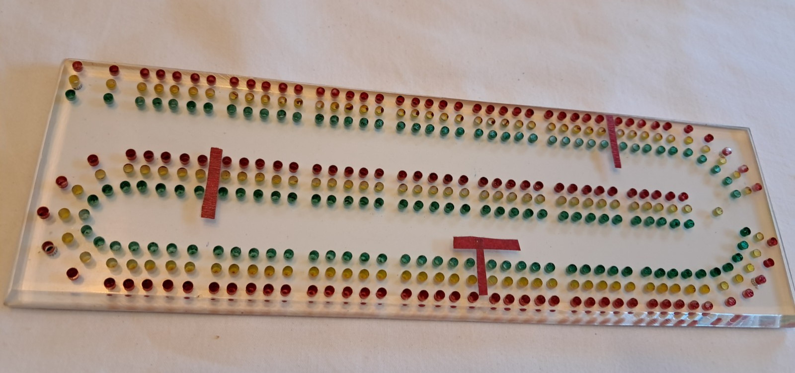 Vtg Hollywood Lucite Cribbage Board w/ Embedded Color Holes Mid Century Glam