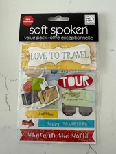 Me & My Big Ideas Soft Spoken Embellishments Love To Travel Phrases Scrapbooking