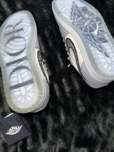 Dior x Air Jordan 1 Low Gray Grey Navy White Authentic Box 10.5 US 44.5 Beige - Picture 11 of 24
