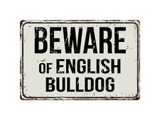 264VS Beware Of English Bulldog 8 "x 12" Vintage Aluminum Retro Metal Sign