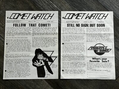 Kiss ACE FREHLEY Fanzine Magazine COMET WATCH 2pc Lot 1986 Cal USA Vintage Kiss