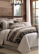 HiEnd Accents Chalet Aztec Comforter  Sham Bedding Set, Super Queen, Tobacco Br