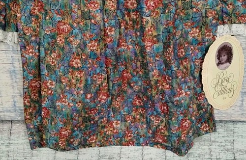Vintage Rare Editions Dress Girls Size 6 Blue Pink Floral Cottage 80s Made USA - Picture 4 of 23
