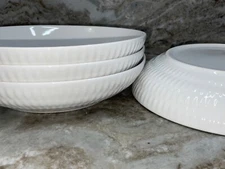 Pasta Bowl Set Of 4 Eaton Fine Dining Embossed White 8.5 Inch New