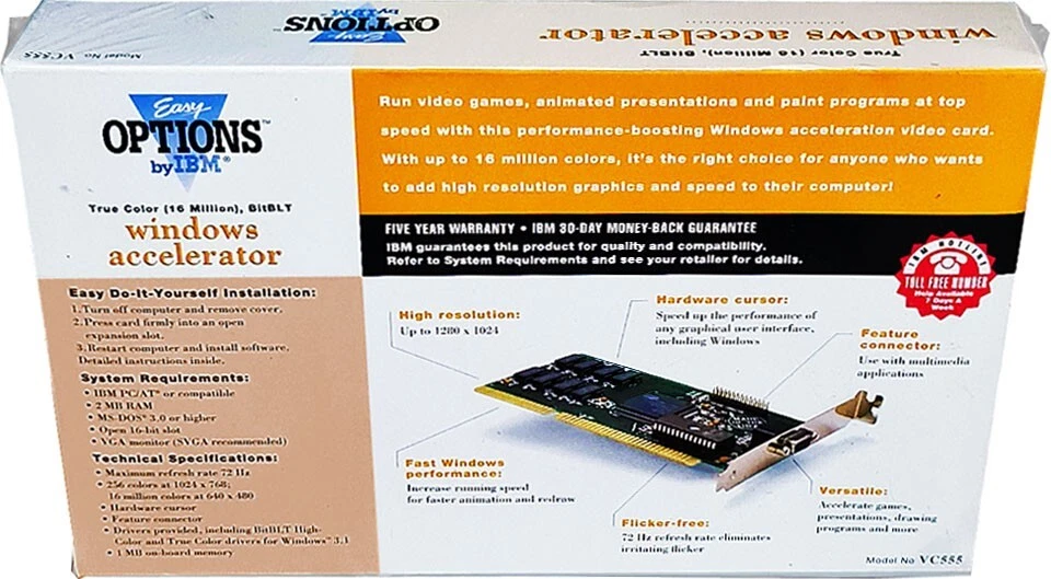 IBM Easy Options, VGA, 1mb , 16-Bit ISA, Vintage 1993, New! Mint in Sealed Box - Image 2 of 4