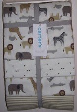 Carter's 4 Pk Jungle Safari Triangle Stripe Flannel Receiving Baby Blankets