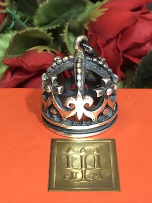Rare Retired James Avery Sterling Silver 3D Fleur de Lis Crown Charm  Pendant