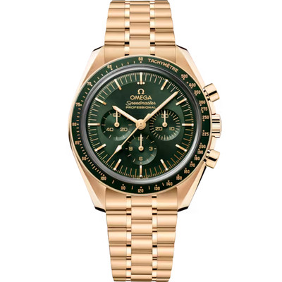 OMEGA 31060425010001 SPEEDMASTER MOONWATCH PRO GREEN DIAL YELLOW GOLD 42MM