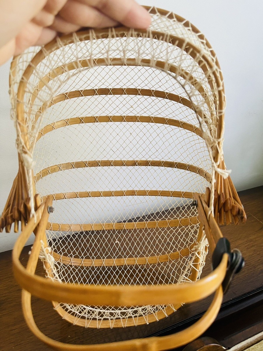 Sac à main pliant vintage en bambou, panier cage japonais pliable, années 50 60 - Canada
