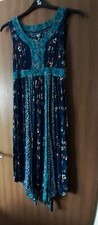 Mantary Maxi Handkerchief Hem Dress Size 8 Blue/green Multi Coloured