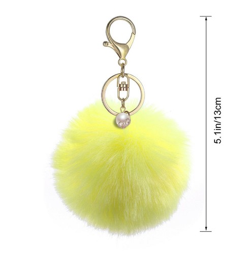 Furry Pom Pom Ball Pearl Key Chain Purse Pendant Charm Ornament Free Gift Bag - Picture 5 of 27