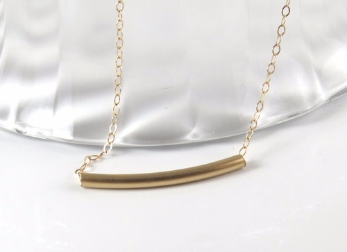gold tube necklace, delicate gold 