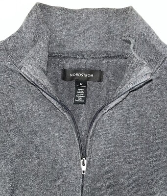 Nordstrom Men s Gray Light Sweater Long Sleeve Pullover 1/4 Zipper Size M