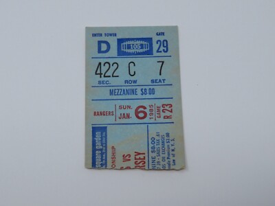 January 6, 1985 New York Rangers New Jersey Devils NHL Hockey