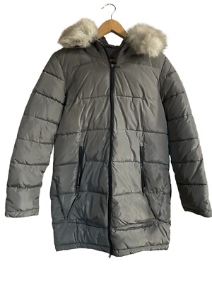 DKNY Women s XS Faux Fur Hooded Down Puffer Coat NWT