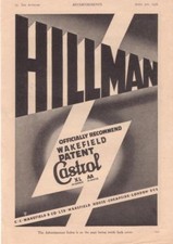 RF1967 1936 36 Hillman Vtg The AutoCar Magazine Ad Castrol Motor Oil Co.