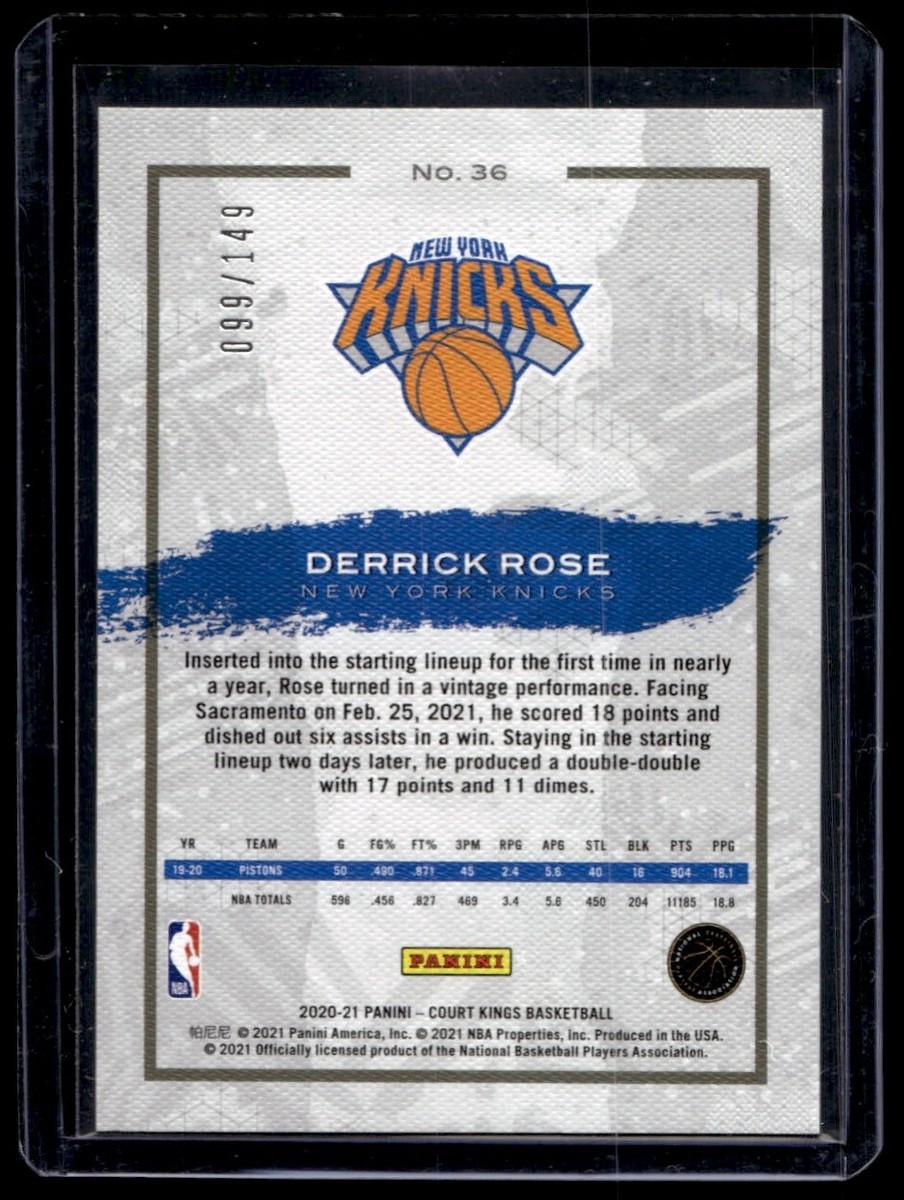 CourtKings 2020-21 枚限定/25 /99 /149 12枚 2020-21 Panini Court Kings - Derrick Rose #36 Ruby /149 for