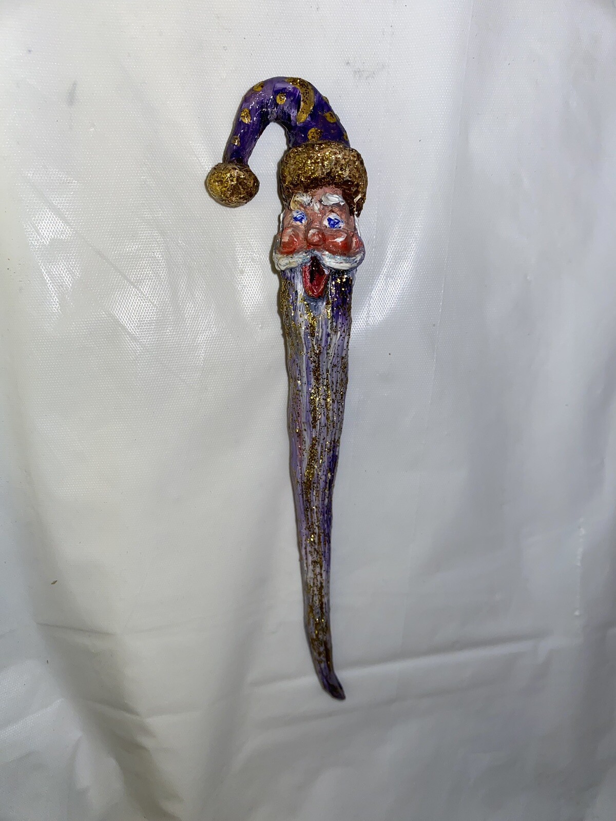 House of Hatten? Christmas Icicle Ornament Santa Claus Head Long Beard-image