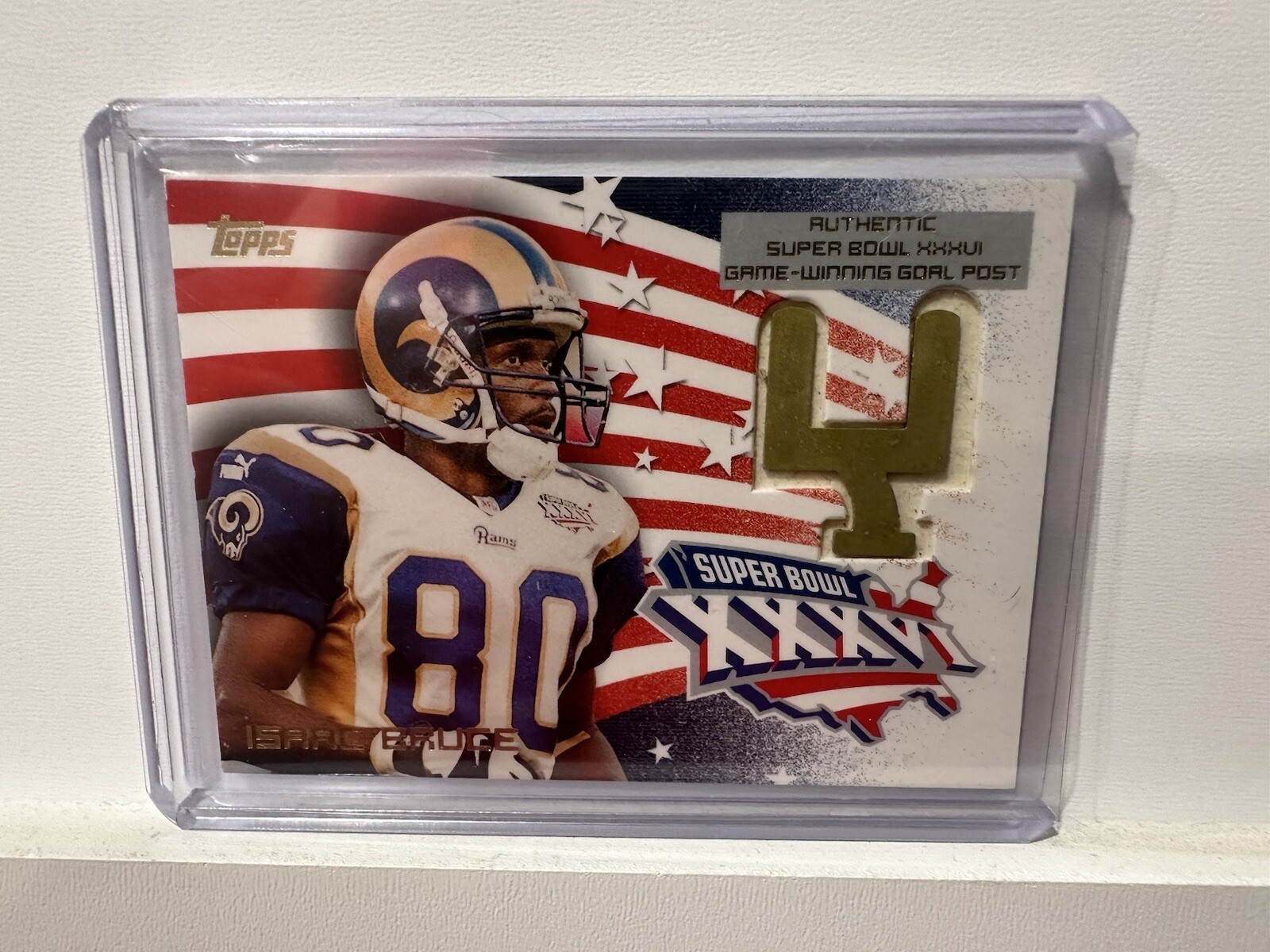 2002 Topps Super Bowl Goal Post Relic Isaac Bruce HOF Rams Card #SBG10