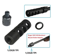 Ruger 1022 10 22 10/22 Adapter + Competition Muzzle Brake Compensator 1/2x28 TPI