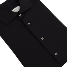 ETON Mens Solid Black SLIM FIT 2-Way Stretch Long Sleeve Shirt 15.5 NWT