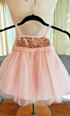 NWT - LAUREN ALEXANDRA -  Girls sparkly dress - rose w. tull - Size 6 months