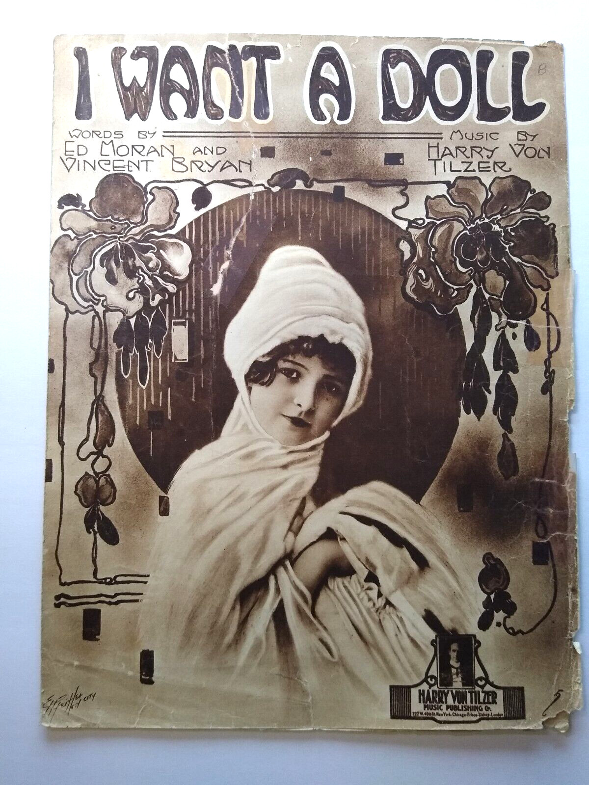 I Want A Doll Sheet Music Ed Moran Vincent Bryan Harry Von Tilzer 1918 Damaged