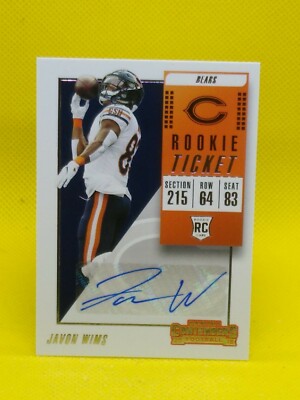 Javon Wims 2018 Contenders ROOKIE AUTO #218 Chicago Bears Georgia Bulldogs