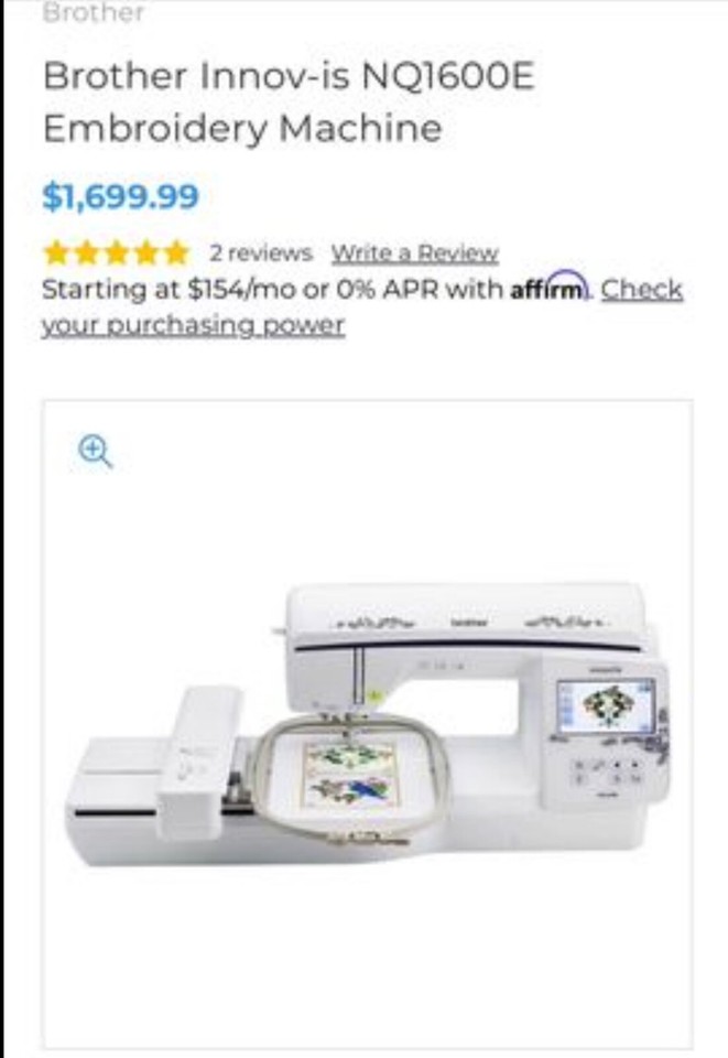 brother innovis nq1600e embroidery machine eBay
