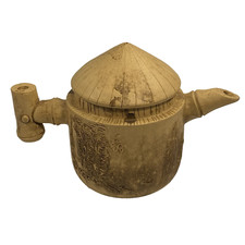 Antique Chinese Qing  Dynasty Bamboo Style Teapot circa 1900 Collectible Asian