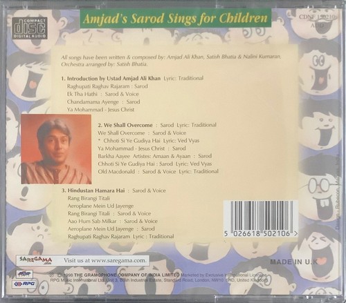 Ustad Amjad Ali Khan’s Sarod Sings For Children - Classical CD - Bild 2 von 2