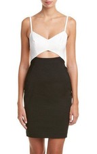 French Connection ~ Black & White Cutout Sheath Clubwear Dress 2 NEW $228
