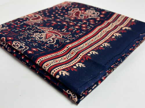 Navy fabric with red and cream paisleys, bandana style, 1/2ydxWOF, western - Picture 4 of 4