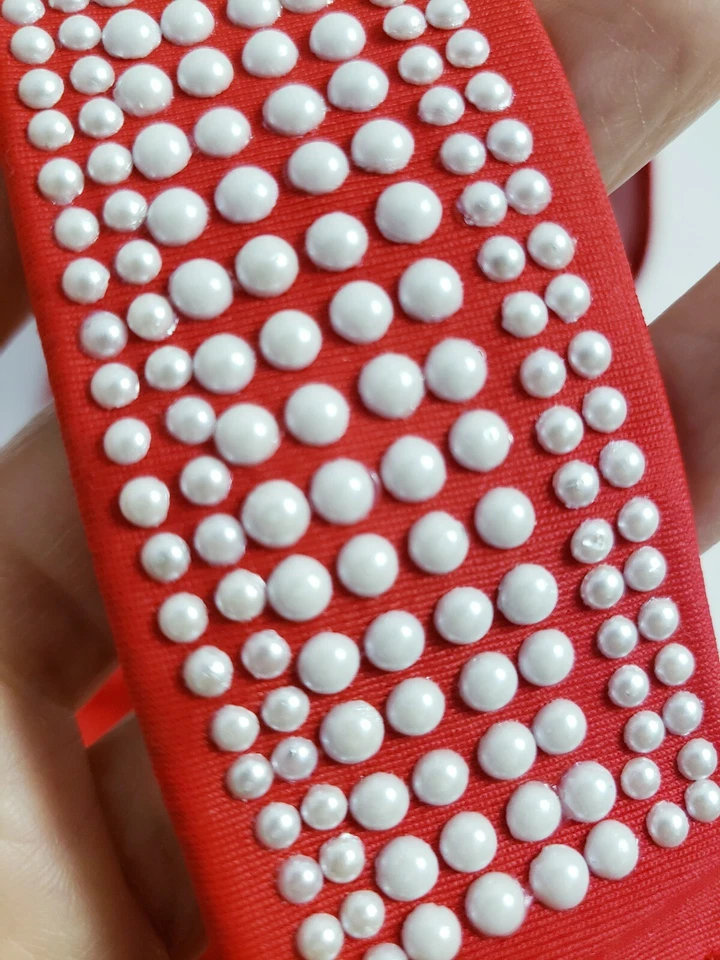 Parte inferior de bikini Venus vintage años 90 rojo borde de perlas! Talla 12 Foto 2 de 4