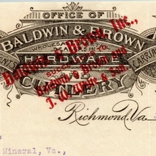 Baldwin & Brown Carriage & Wagon Richmond, VA Letterhead o Geo. E. Wear 1907