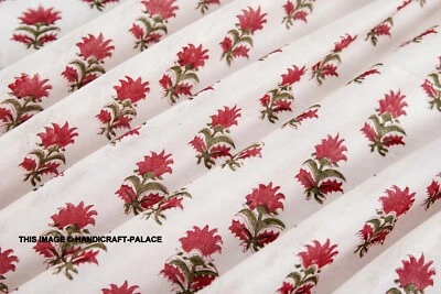 5 Yards Indien Imprimé À La Main En Bloc Tissu Chanderi Soie Imprimée Décoratif - Photo 1/3