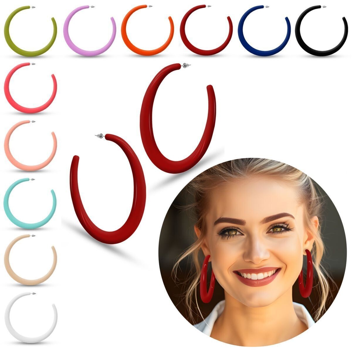 Talla Grande Aros En 11 Moda Ligero Plástico Pendientes para El Verano