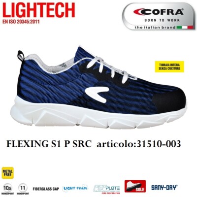 Arbeitsschuh COFRA FLEXING S1 P SRC hoch atmungsaktiv, Metal Free+