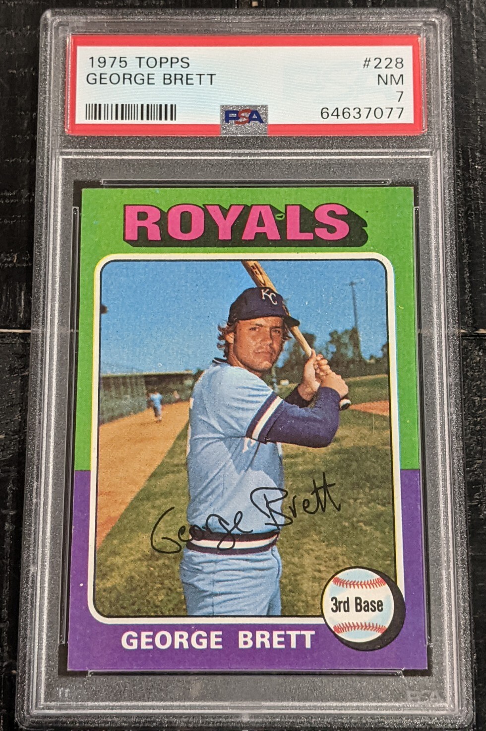1975 Topps George Brett ROOKIE PSA 7 NM #228 Royals BOLD COLORS RC