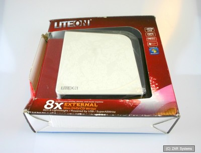 LiteOn eSAU108-104 DVD+/- RW/8x8x8DL4x 5xRAM DVD Brenner USB Extern Slim, NOT OK