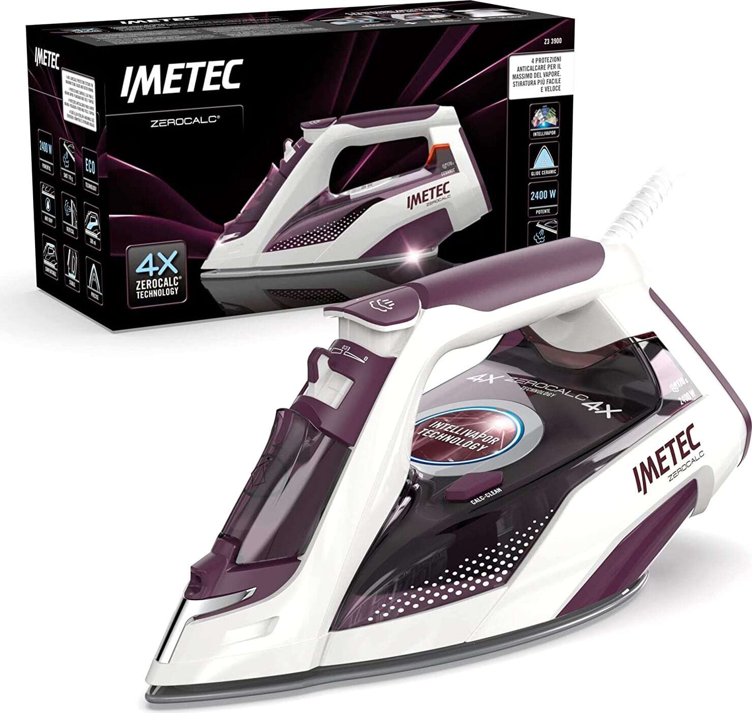 Imetec Ferro da Stiro a Vapore 2400W Vapore Continuo / veriticale 9245 Zerocalc