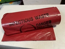 Biohazard Bags Red Infectious Waste Liners Fit Up to 40-45 Gal 15 Bags Per Roll