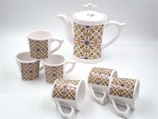 Set Caffè 6 Tazzine + Caffettiera a Servire in ceramica Decoro Ravello