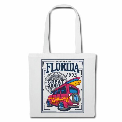 Tasche Beutel Baumwolltasche KING OF THE OCEAN FLORIDA SURFEN BEACH SURFBRETT Ba