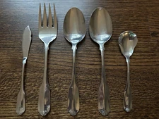 5 Serving Set Wm ARogers Oneida Ltd Deluxe Stainless GLORIA spoons spreader fork